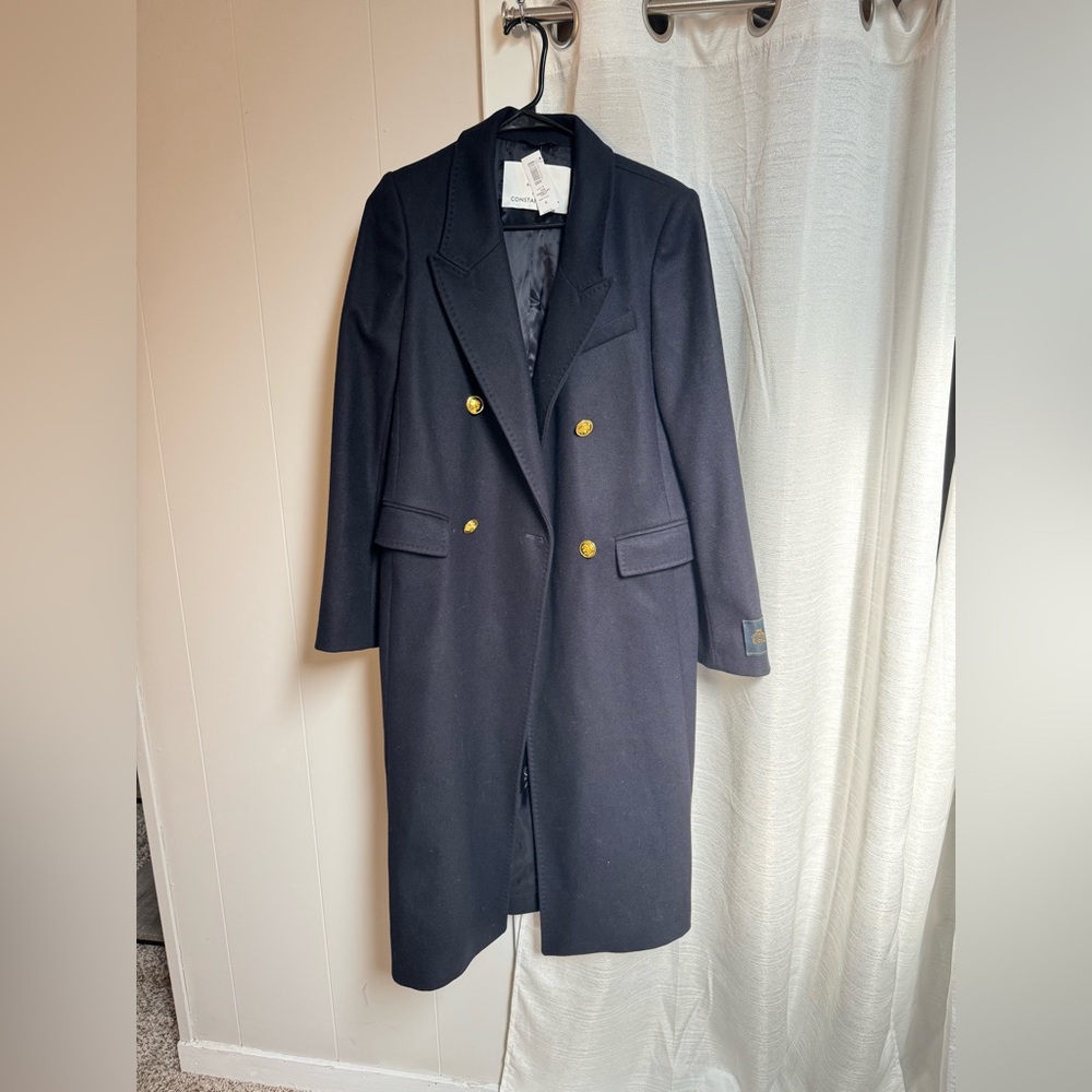 Aritzia Midnight Blue Coat with Brass Accents